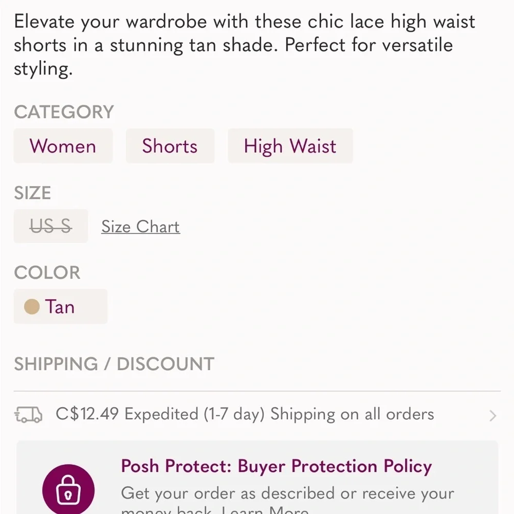 Siste’’s beige lace shorts NWT small - Picture 7 of 7